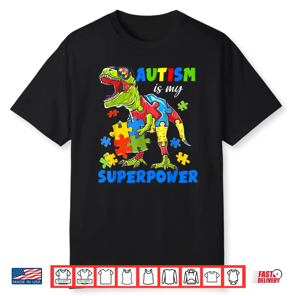 Autism Is My Superpower Dinosaur Trex Puzzle Autism Shirt Autism Is My Superpower Dinosaur Trex Puzzle Autism Shirt