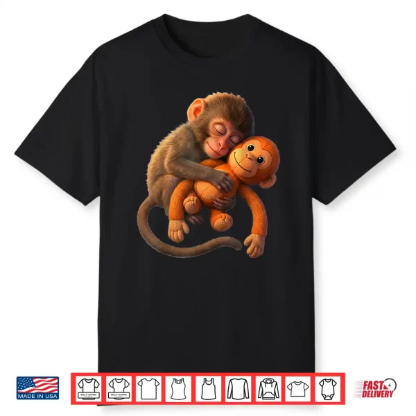 Baby Monkey Punch Mama Monkey Toy Warm Hug Cute Meme Tees Shirt