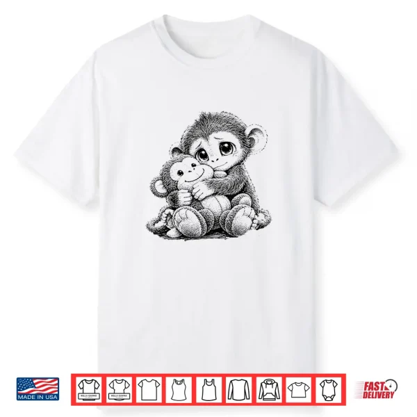 Baby Monkey Punch Plush Cute Monkey Sketch Art Punch Monkey Shirt