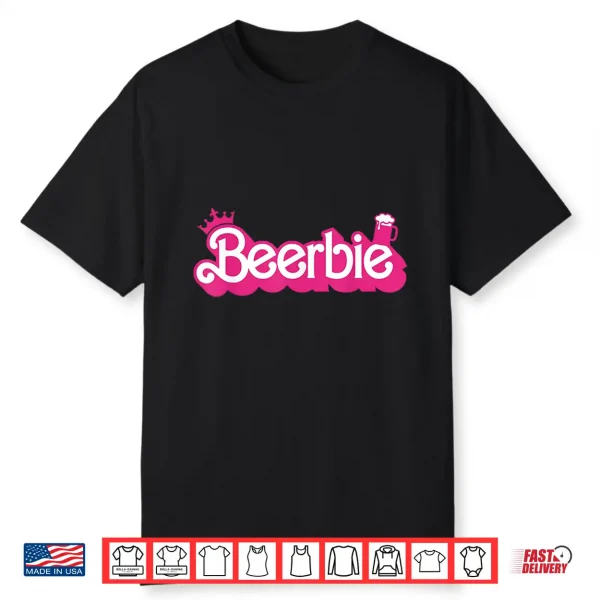 Beerbie Drinking Brewmaster Beer Day Pink Logo Girl Love Hop Shirt