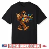 Bigfoot Rock Hand Autism Awareness Puzzle Heart Ribbon Shirt