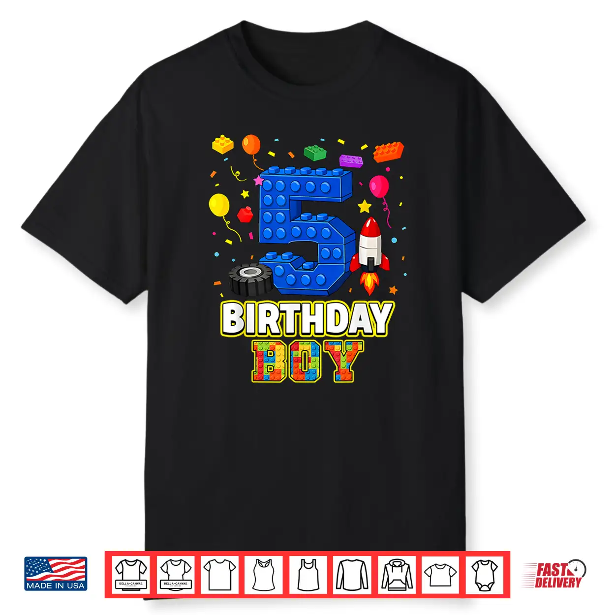 Birthday Boy Five Building Bricks Five Year Old Party Shirt Birthday Boy Five Building Bricks Five Year Old Party Shirt