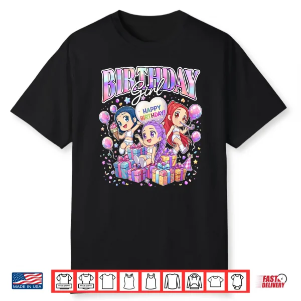 Birthday Girl Cute Chibi Kpop Funny Kids Bday Shirt
