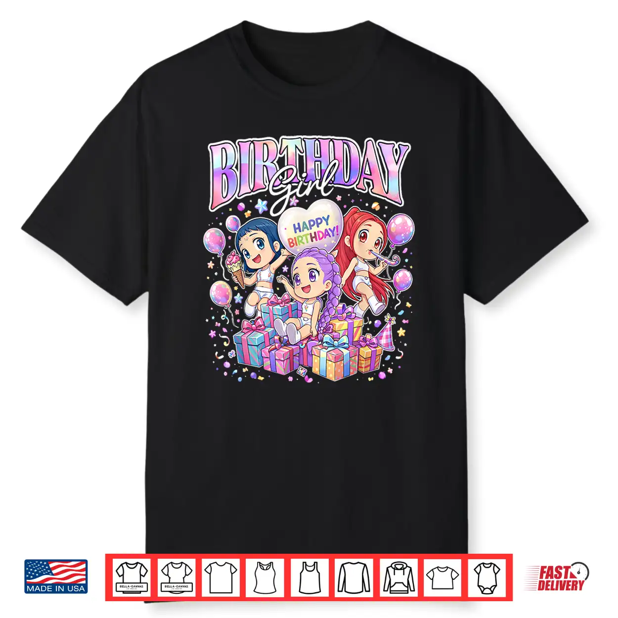 Birthday Girl Cute Chibi Kpop Funny Kids Bday Shirt Birthday Girl Cute Chibi Kpop Funny Kids Bday Shirt