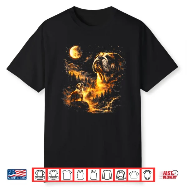 Bulldog Howling To The Moon Vintage 90S Funny Dog Graphic Shirt