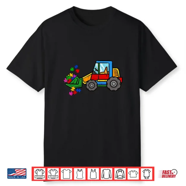 Bulldozer Puzzle Autism Awareness Month Professional Graphic Shirt