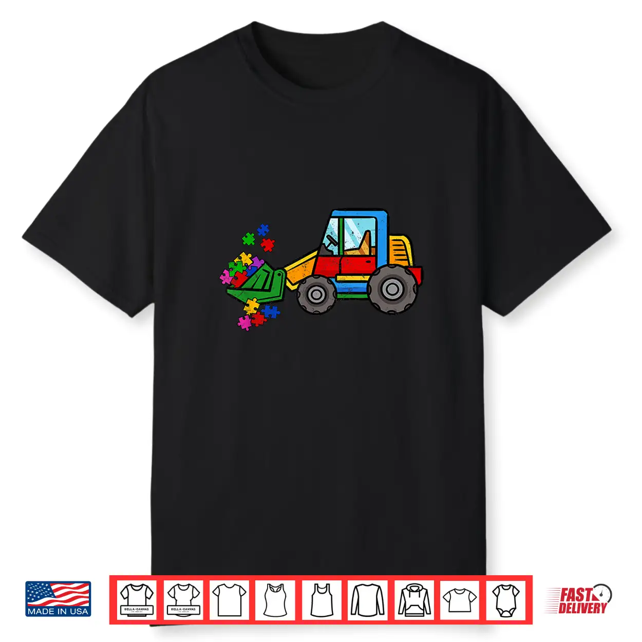 Bulldozer Puzzle Autism Awareness Month Professional Graphic Shirt Bulldozer Puzzle Autism Awareness Month Professional Graphic Shirt