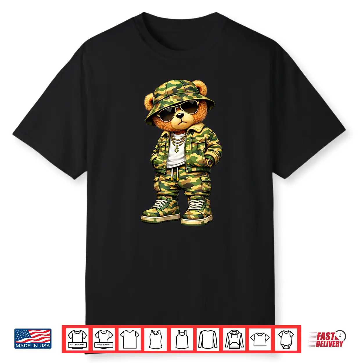 Camo Hip Hop Teddy Bear Camouflage Gangsta Cool Streetwear Shirt Camo Hip Hop Teddy Bear Camouflage Gangsta Cool Streetwear Shirt