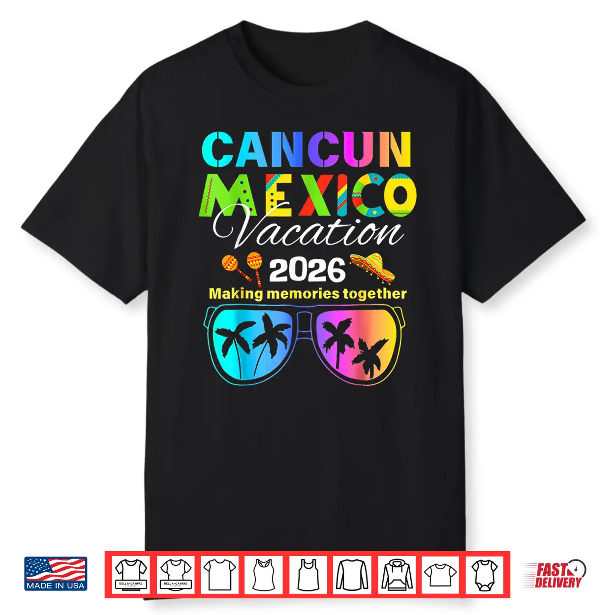 Cancun Mexico Vacation Beach 2026 Trip Group Squad Colorful Shirt Cancun Mexico Vacation Beach 2026 Trip Group Squad Colorful Shirt
