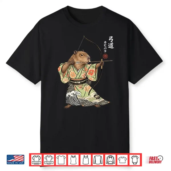 Capybara Archery Samurai Kyudo Japanese Animal Shirt