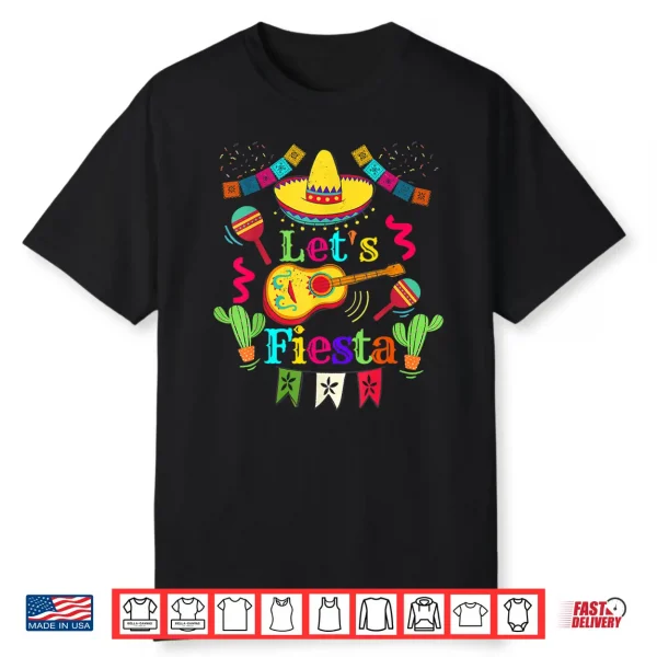 Cinco De Mayo Mexican Guitar Cactus Shirt Lets Fiesta Party Shirt