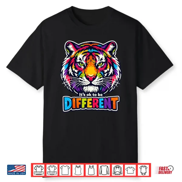Colorful Tiger Autism Acceptance Modern Graphic Apparel Shirt