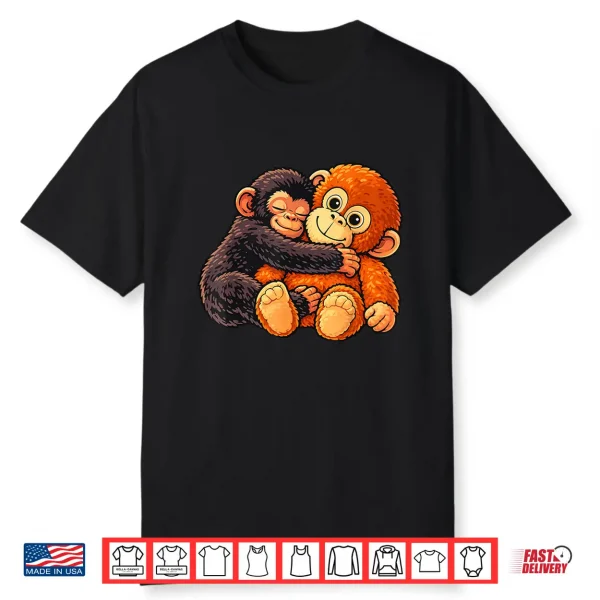 Cute Baby Punch Monkey Hugging Stuffed Plush Shirt