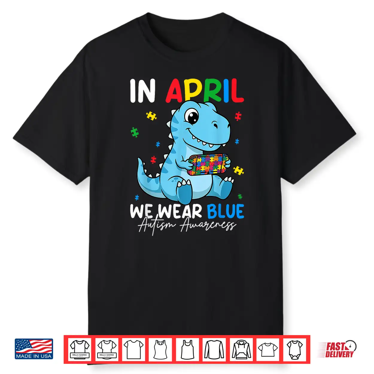 Cute Dino April We Wear Blue Autism Awareness Modern Shirt Cute Dino April We Wear Blue Autism Awareness Modern Shirt