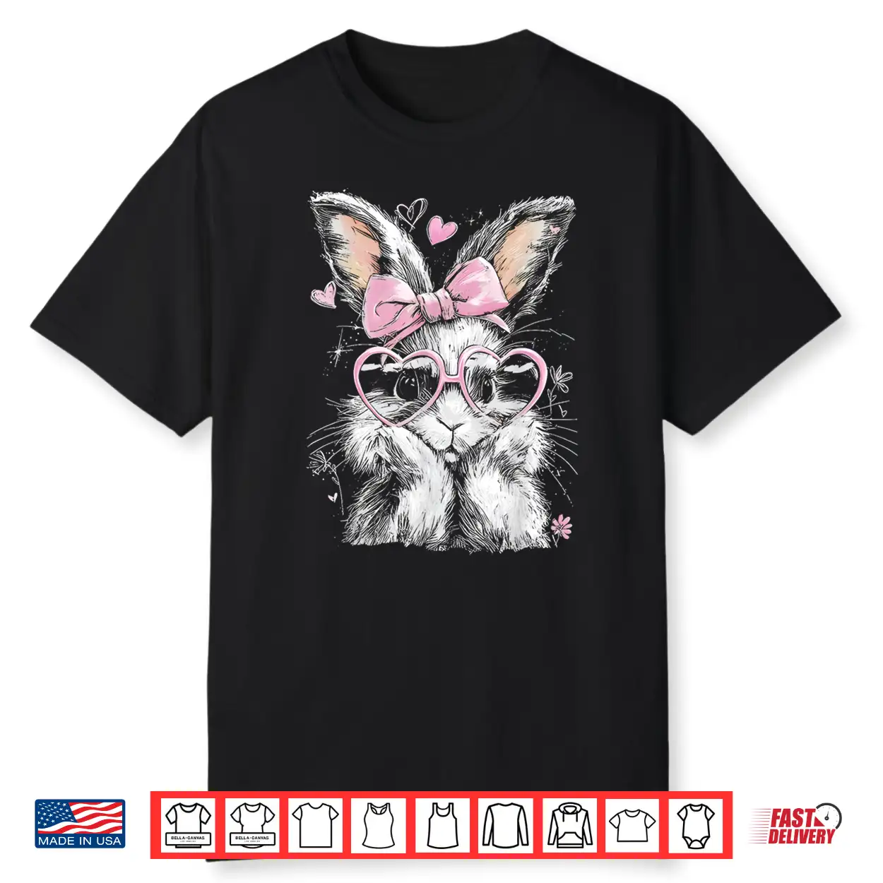 Cute Easter Bunny For Women Pink Rabbit Coquette Girly Shirt Cute Easter Bunny For Women Pink Rabbit Coquette Girly Shirt