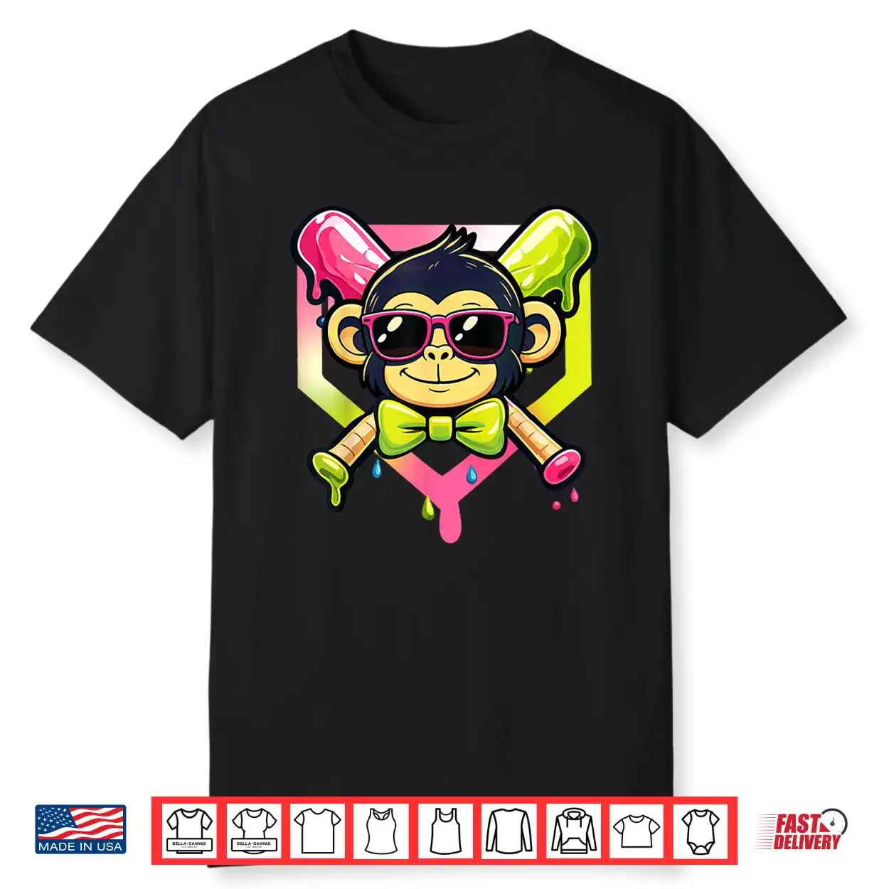 Cute Party Animals Baseball Funny Monkey Sunglasses Shirt Cute Party Animals Baseball Funny Monkey Sunglasses Shirt