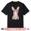 Cute Pink Flower Bunny Rabbit Happy Easter Shirt Women Girls Shirt