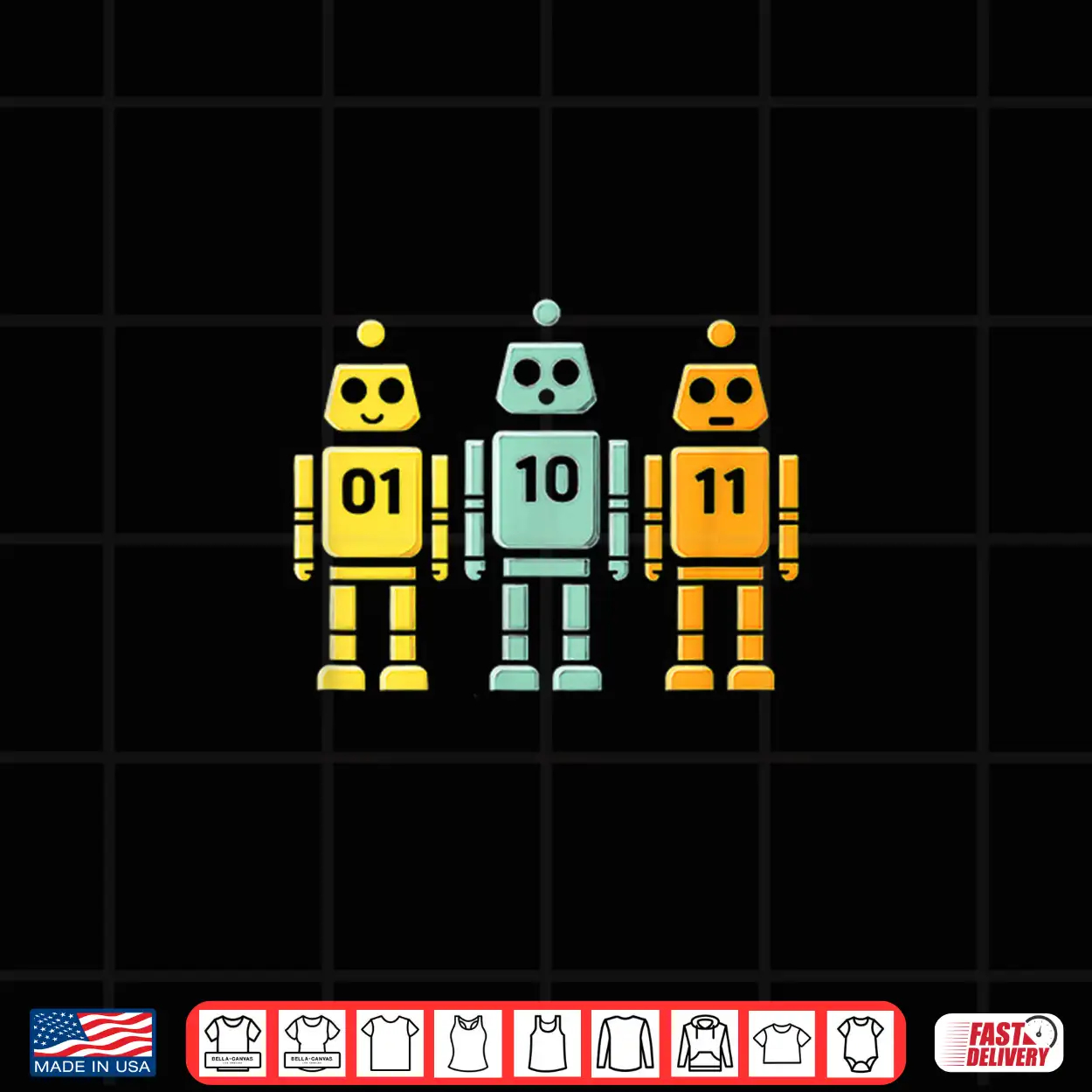 01 10 11 Robot Binary Shirt 01 10 11 Robot Binary Shirt