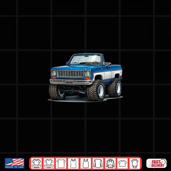 Design 1973 75 K5 Blazer Off Road Cartoon Lifted Classic 4x4 Truck Shirt