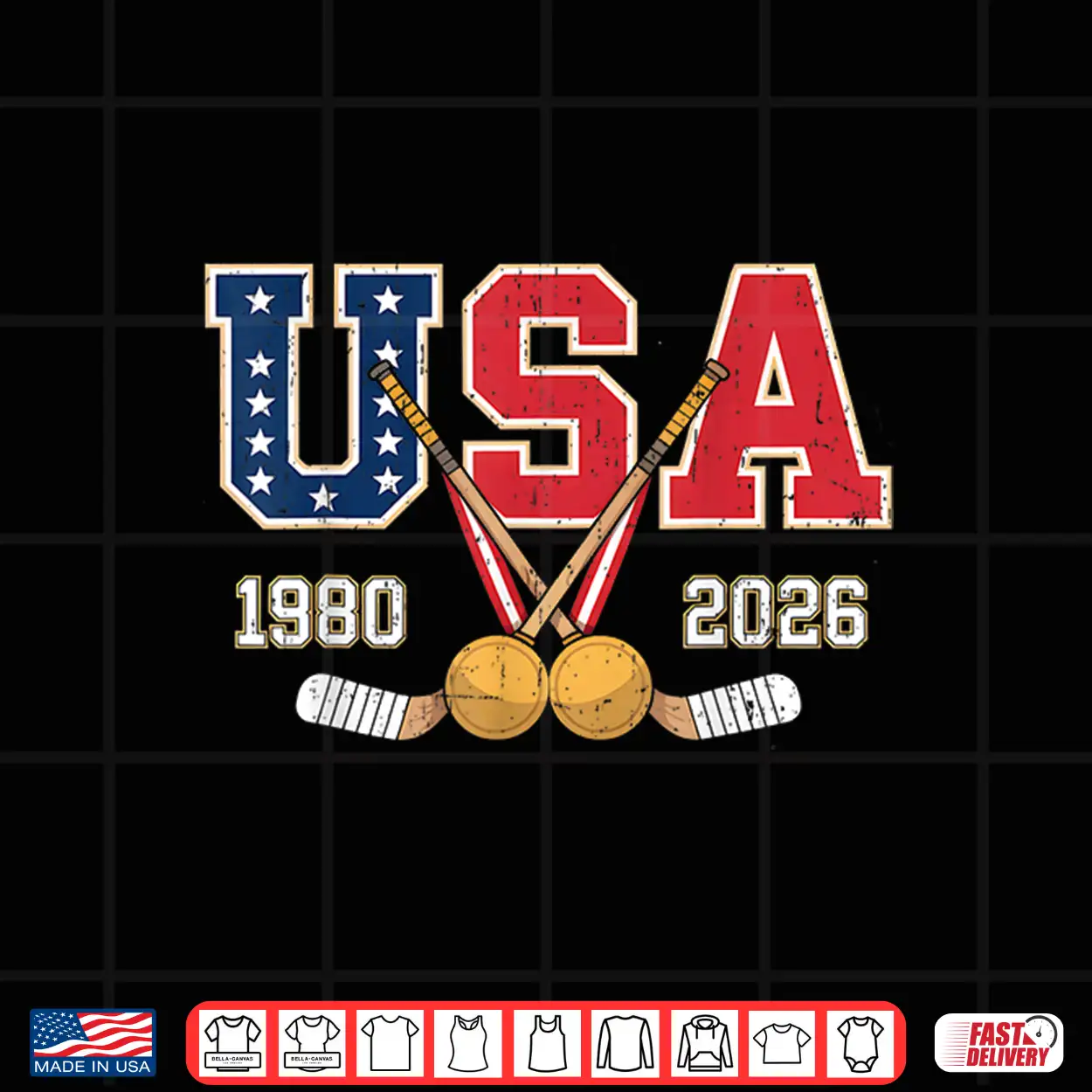 1980 And 2026 Hockey Vintage Usa Crossed Sticks Patriotic Shirt 1980 And 2026 Hockey Vintage Usa Crossed Sticks Patriotic Shirt