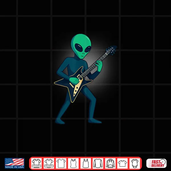 Design Alien Playing Electric Guitar Funny Music Graphic Shirt
