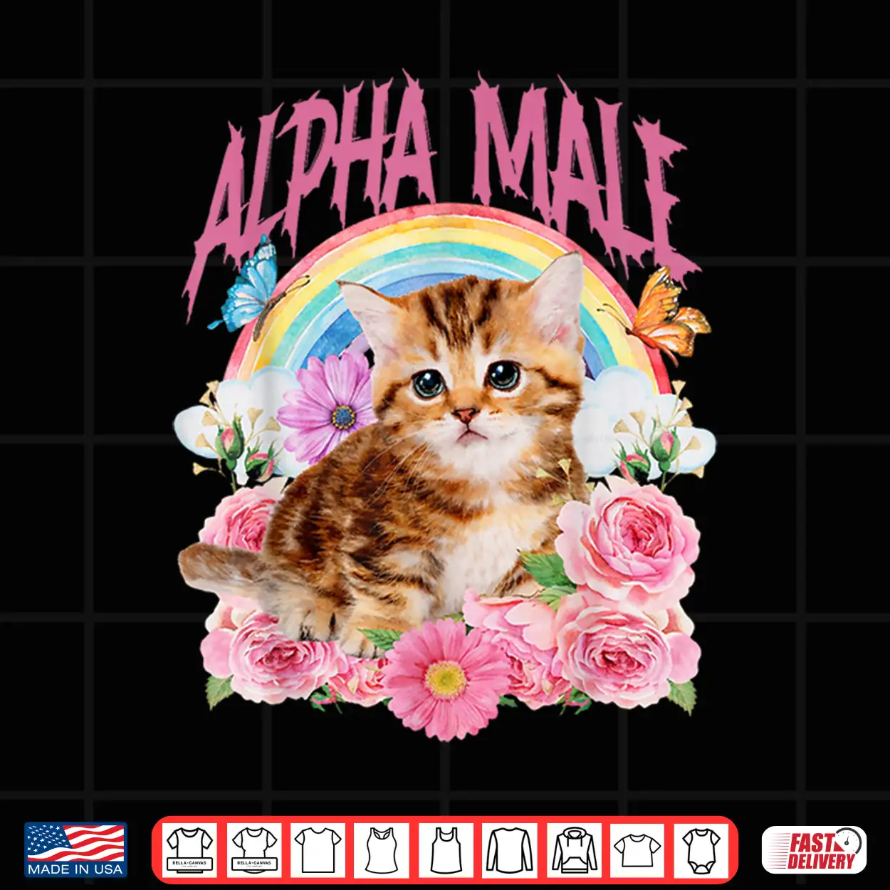 Alpha Male Funny Cat Kitten Rainbow Floral Shirt Alpha Male Funny Cat Kitten Rainbow Floral Shirt
