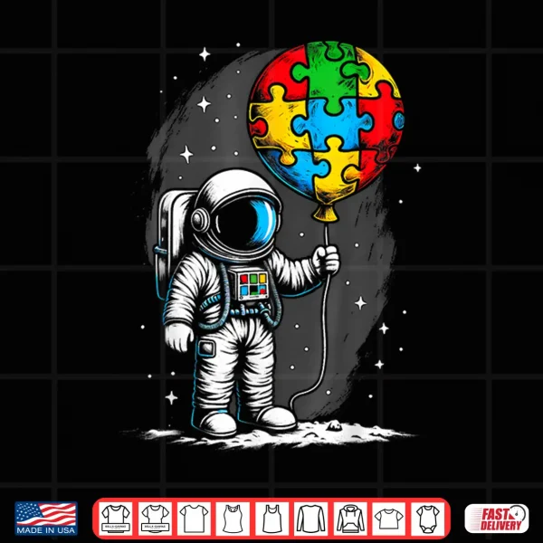 Design Astronaut Balloon Autism Awareness Space Autistic Graphic Shirt