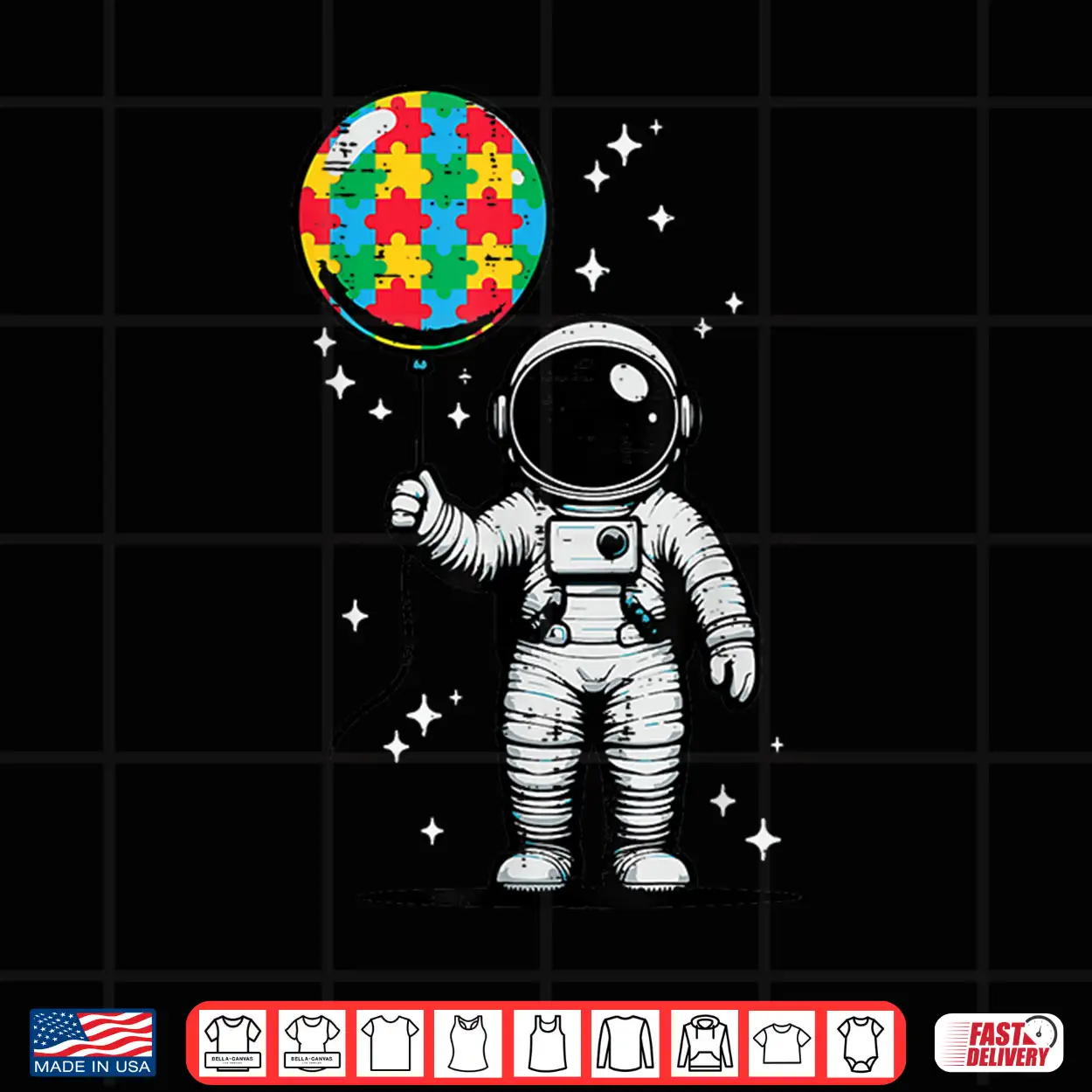 Astronaut Puzzle Balloon Asd Awareness Professional Graphic Shirt Astronaut Puzzle Balloon Asd Awareness Professional Graphic Shirt