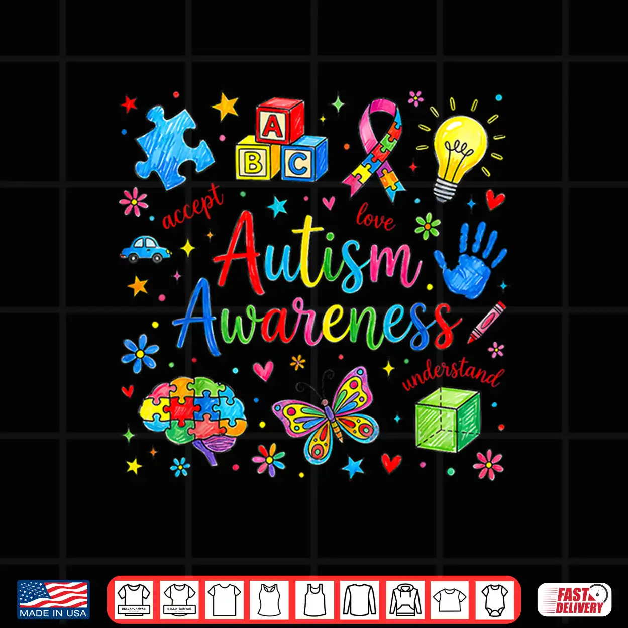 Autism Awareness Accept Understand Love Rainbow Asd Support Shirt Autism Awareness Accept Understand Love Rainbow Asd Support Shirt