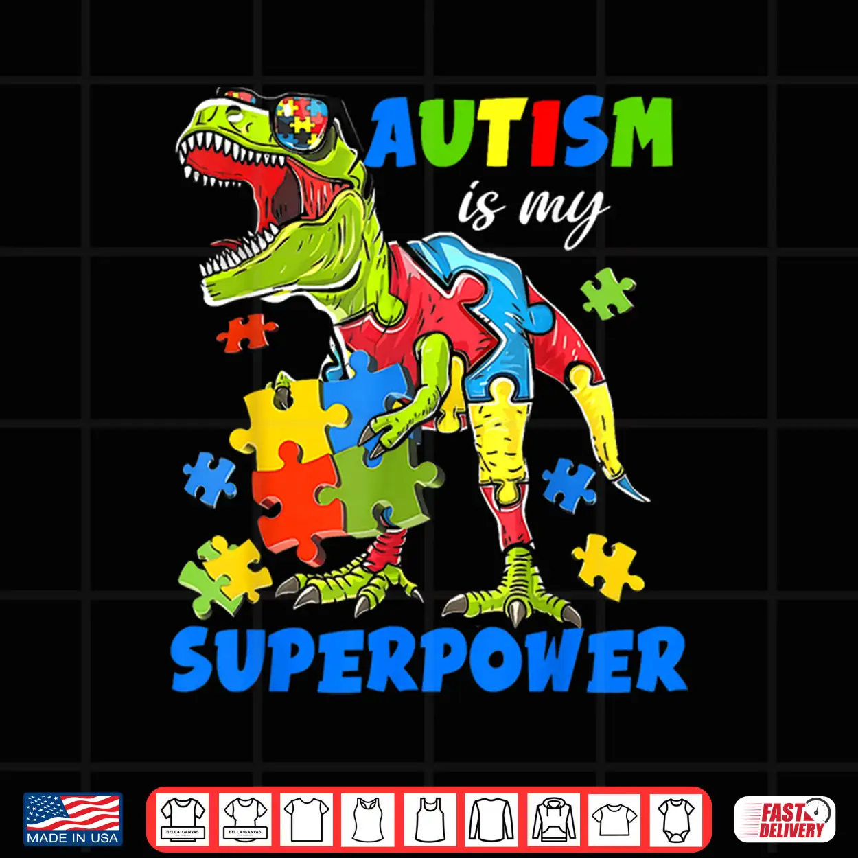 Autism Is My Superpower Dinosaur Trex Puzzle Autism Shirt Autism Is My Superpower Dinosaur Trex Puzzle Autism Shirt