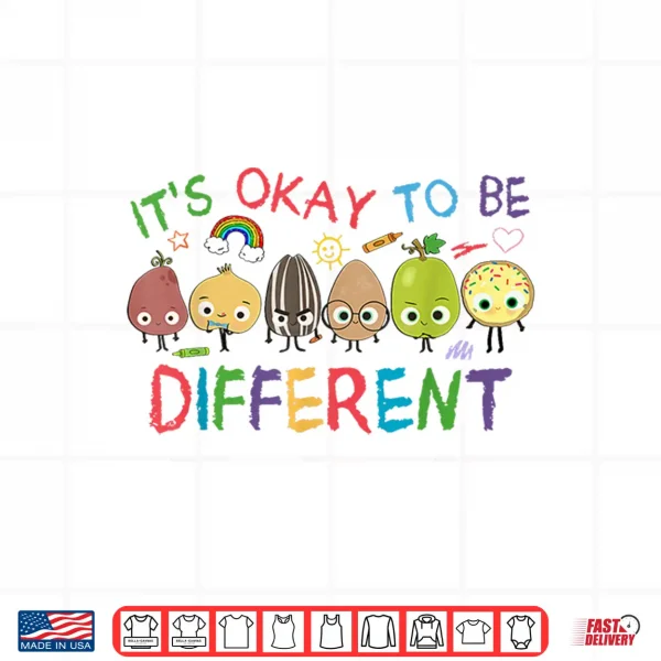 Design Autism Positives Quote Its Okay to Be Different Preepy Retro Shirt
