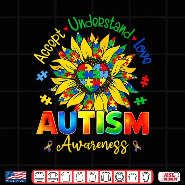 Design Autism Sunflower Autism Awareness Sunflower Professional Shirt