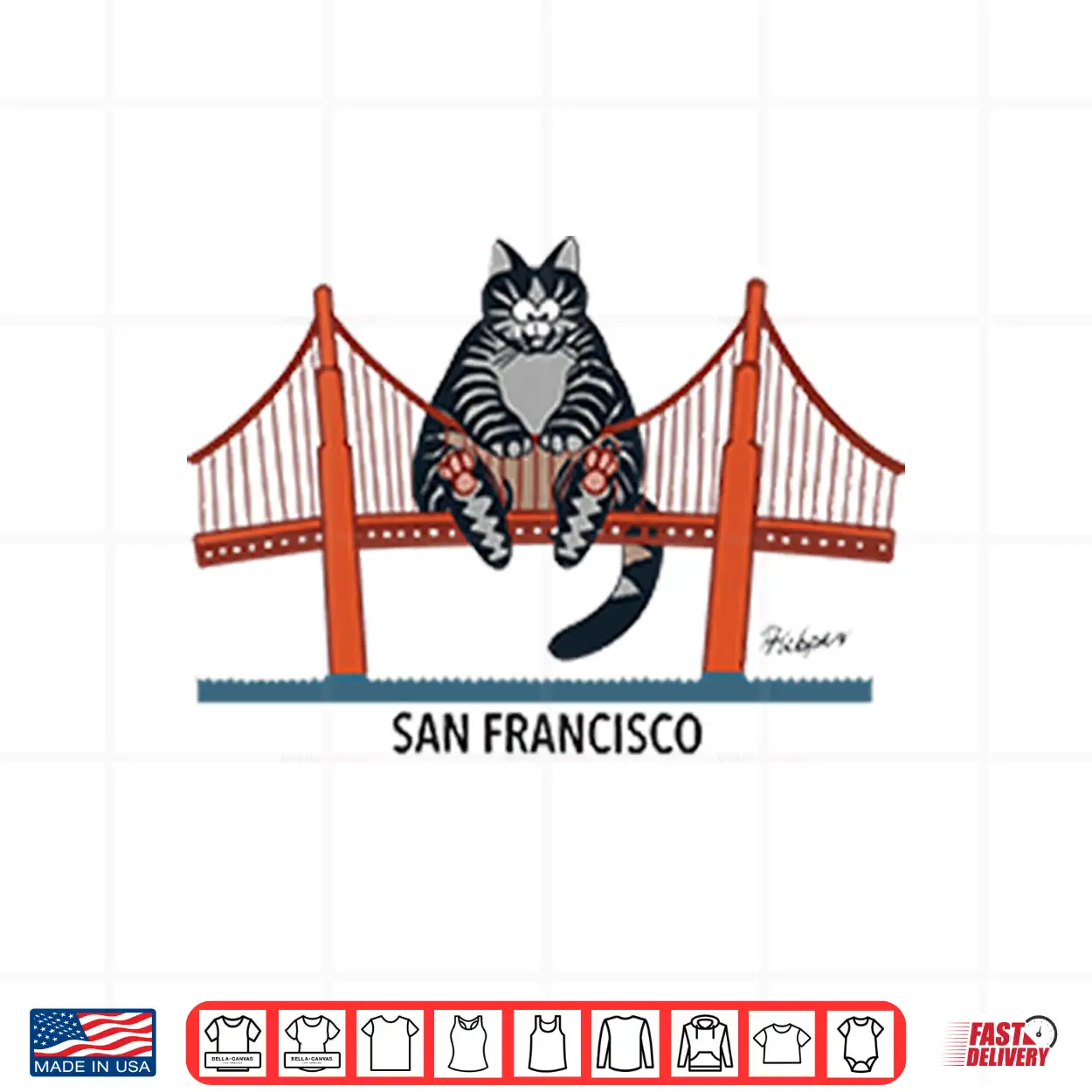 B Kliban Cat San Francisco Golden Gate Shirt B Kliban Cat San Francisco Golden Gate Shirt