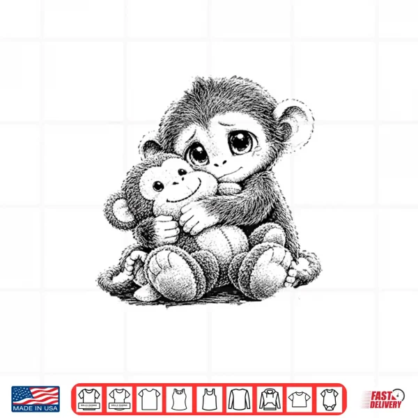 Design Baby Monkey Punch Plush Cute Monkey Sketch Art Punch Monkey Shirt