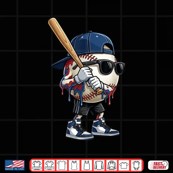 Baseball Drip For Boys Ice Cream Drip Baseball Sport Lover Shirt 4 Design Baseball Drip for Boys Ice Cream Drip Baseball Sport Lover Shirt