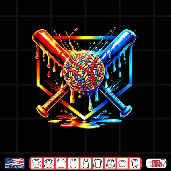 Design Baseball drip boy Baseball ice Cream Kids Lover Shirt