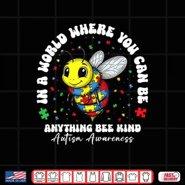 Design Bee Kind Puzzle Graphic Autism Awareness Professional Modern Shirt