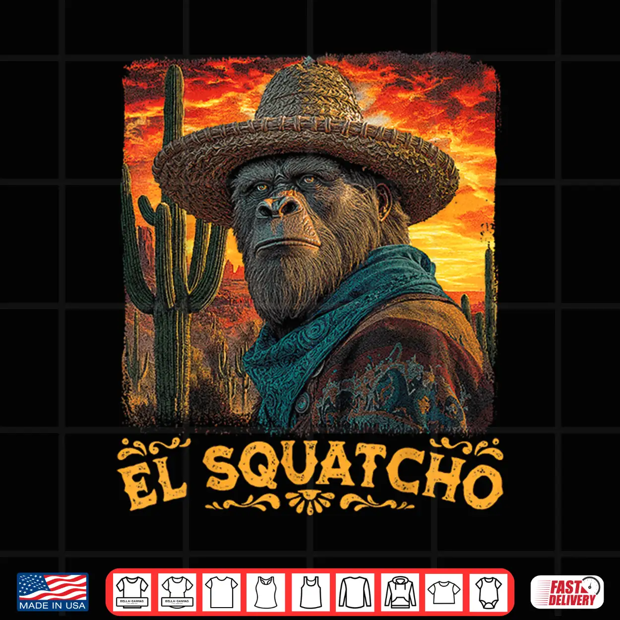 Bigfoot El Squatcho Sasquatch Mexican Cinco De Mayo Western Shirt Bigfoot El Squatcho Sasquatch Mexican Cinco De Mayo Western Shirt