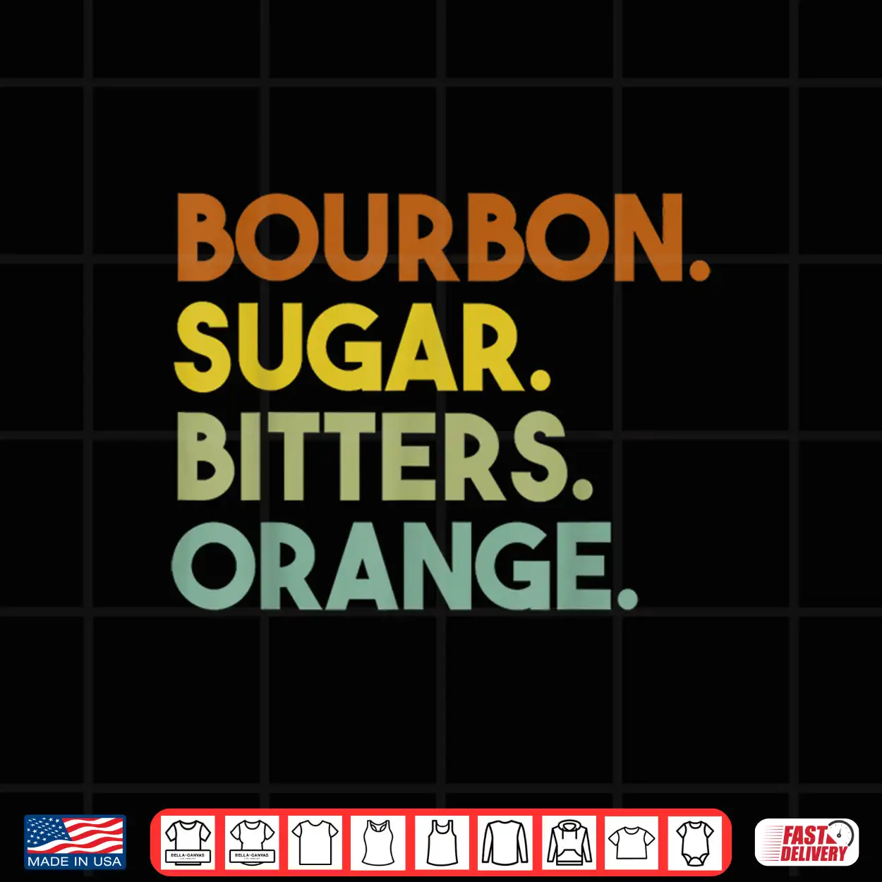 Bourbon Sugar Bitters Orange Old Fashioned Cocktail Retro Shirt Bourbon Sugar Bitters Orange Old Fashioned Cocktail Retro Shirt