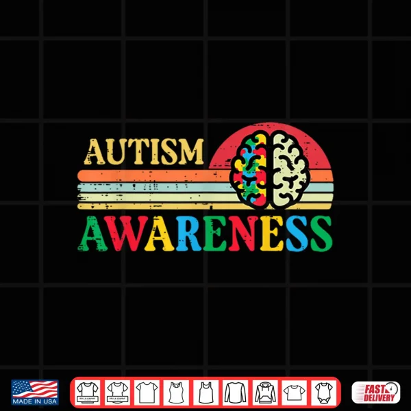 Brain Puzzle Retro Autism Awareness Asd Modern Graphic Shirt 4 Design Brain Puzzle Retro Autism Awareness ASD Modern Graphic Shirt