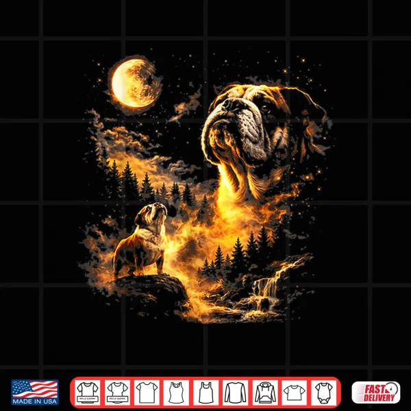 Design Bulldog Howling to The Moon Vintage 90s Funny Dog Graphic Shirt