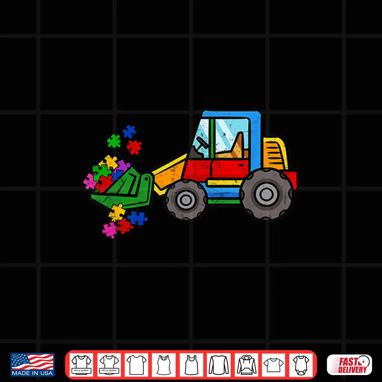 Bulldozer Puzzle Autism Awareness Month Professional Graphic Shirt Bulldozer Puzzle Autism Awareness Month Professional Graphic Shirt