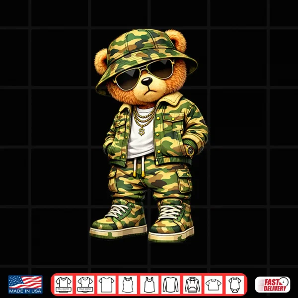 Camo Hip Hop Teddy Bear Camouflage Gangsta Cool Streetwear Shirt 4 Design Camo Hip Hop Teddy Bear Camouflage Gangsta Cool Streetwear Shirt