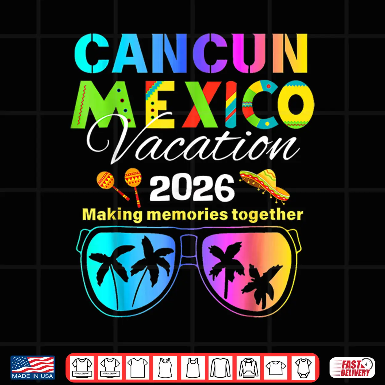 Cancun Mexico Vacation Beach 2026 Trip Group Squad Colorful Shirt Cancun Mexico Vacation Beach 2026 Trip Group Squad Colorful Shirt