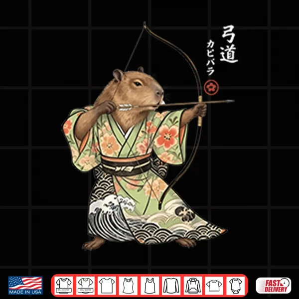 Capybara Archery Samurai Kyudo Japanese Animal Shirt 4 Design Capybara Archery Samurai Kyudo Japanese Animal Shirt