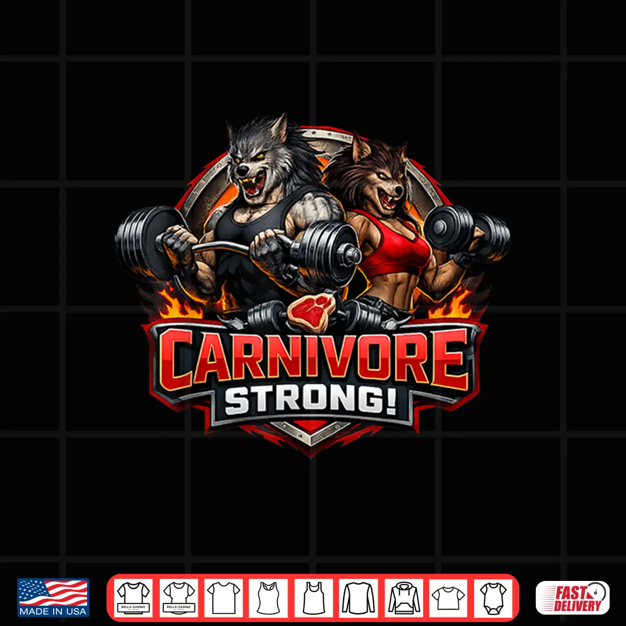 Carnivore Strong Male And Female Werewolf Workout Shirt Carnivore Strong Male And Female Werewolf Workout Shirt