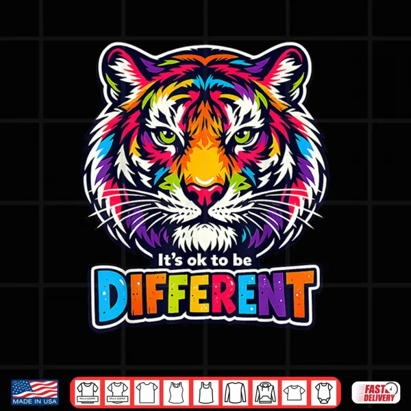 Design Colorful Tiger Autism Acceptance Modern Graphic Apparel Shirt