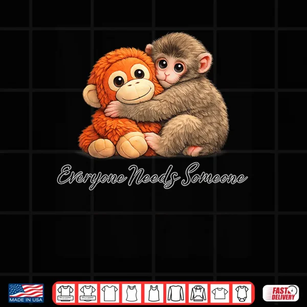 Design Cute Baby Monkey Punch Plush Hugging Shirt