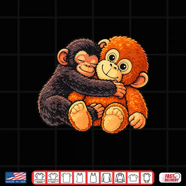 Design Cute Baby Punch Monkey Hugging Stuffed Plush Shirt