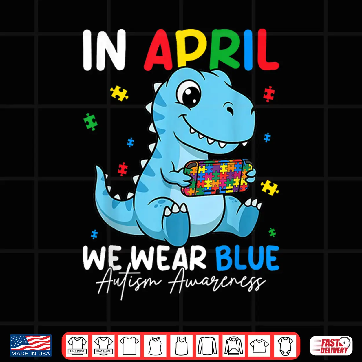 Cute Dino April We Wear Blue Autism Awareness Modern Shirt Cute Dino April We Wear Blue Autism Awareness Modern Shirt